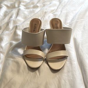 Just Fab white wedge sandals